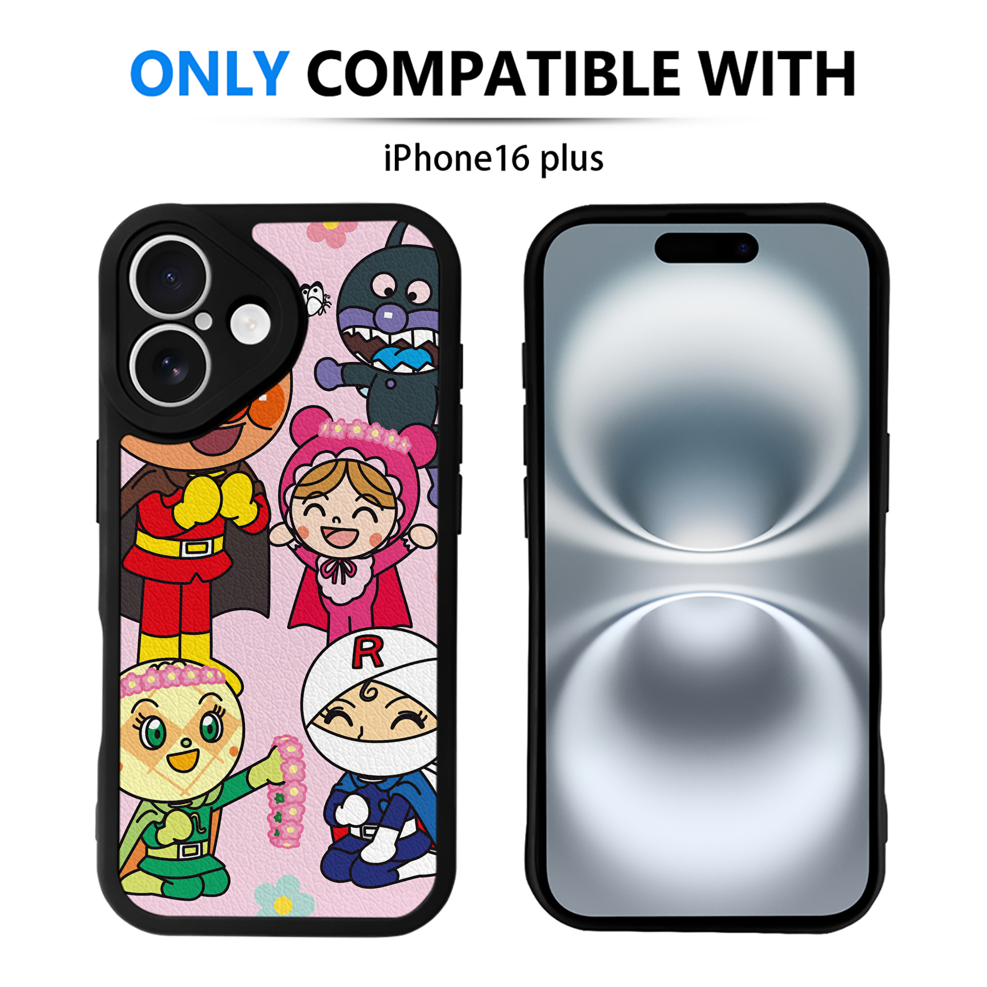 （画像用） アンパンマン Anpanman 【iPhone 16シリーズ対応】シリコンスマホケース（レザー調） 材質：シリコン